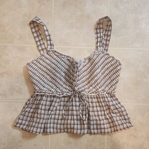 American Eagle Babydoll Gingham Top